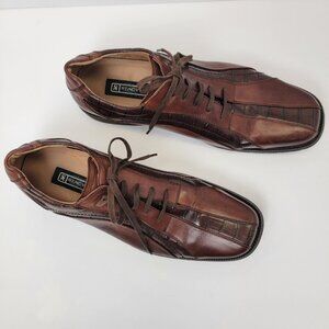 Stacy Adams Mens Cognac Leather Upper/Lining Alligator Oxford Lace-up Shoe 10M